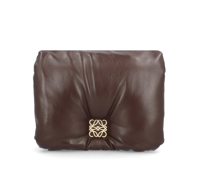 Loewe Goya Puffer Chained Shoulder Bag In Brown