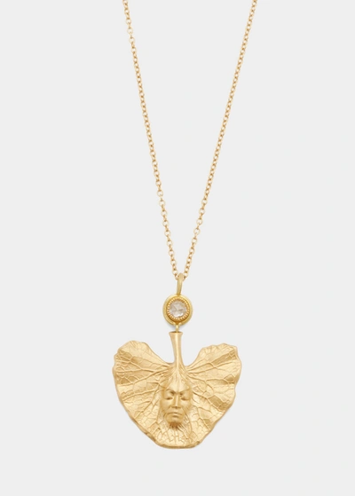Anthony Lent Shoko Leaf Pendant In 18k Gold With Rose-cut Diamond In Yg