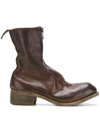 Guidi Front Zip Boots - Brown