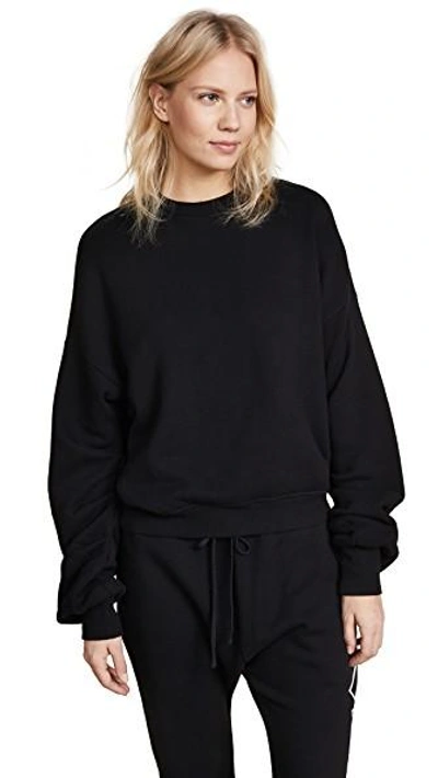 R13 Pleated Sleeve Sweatshirt In Black