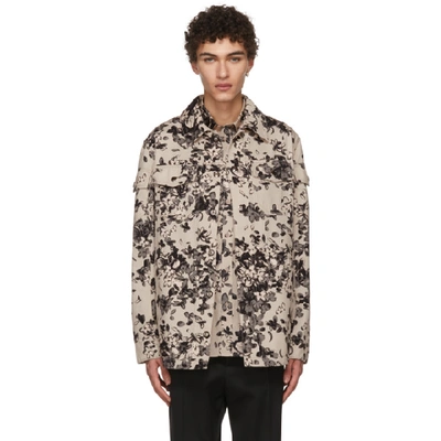 Givenchy Floral Print Cotton Shirt In Neutrals