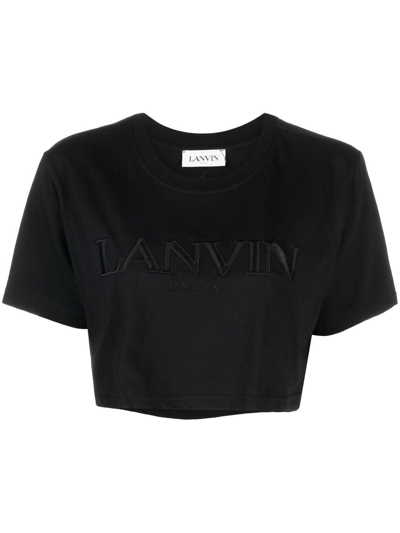 Fabiana Filippi Embroidered-logo Cropped T-shirt In Black