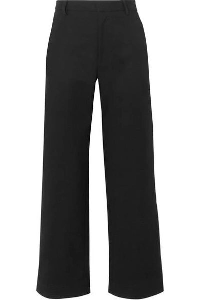 Tome Cotton-blend Faille Wide-leg Pants In Black