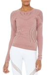 Alo Yoga Lark Mesh Inset Long Sleeve Yoga Top In Rosewater