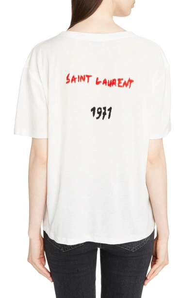 Saint Laurent Logo Boyfriend Tee In Naturel/ Noir/ Rouge