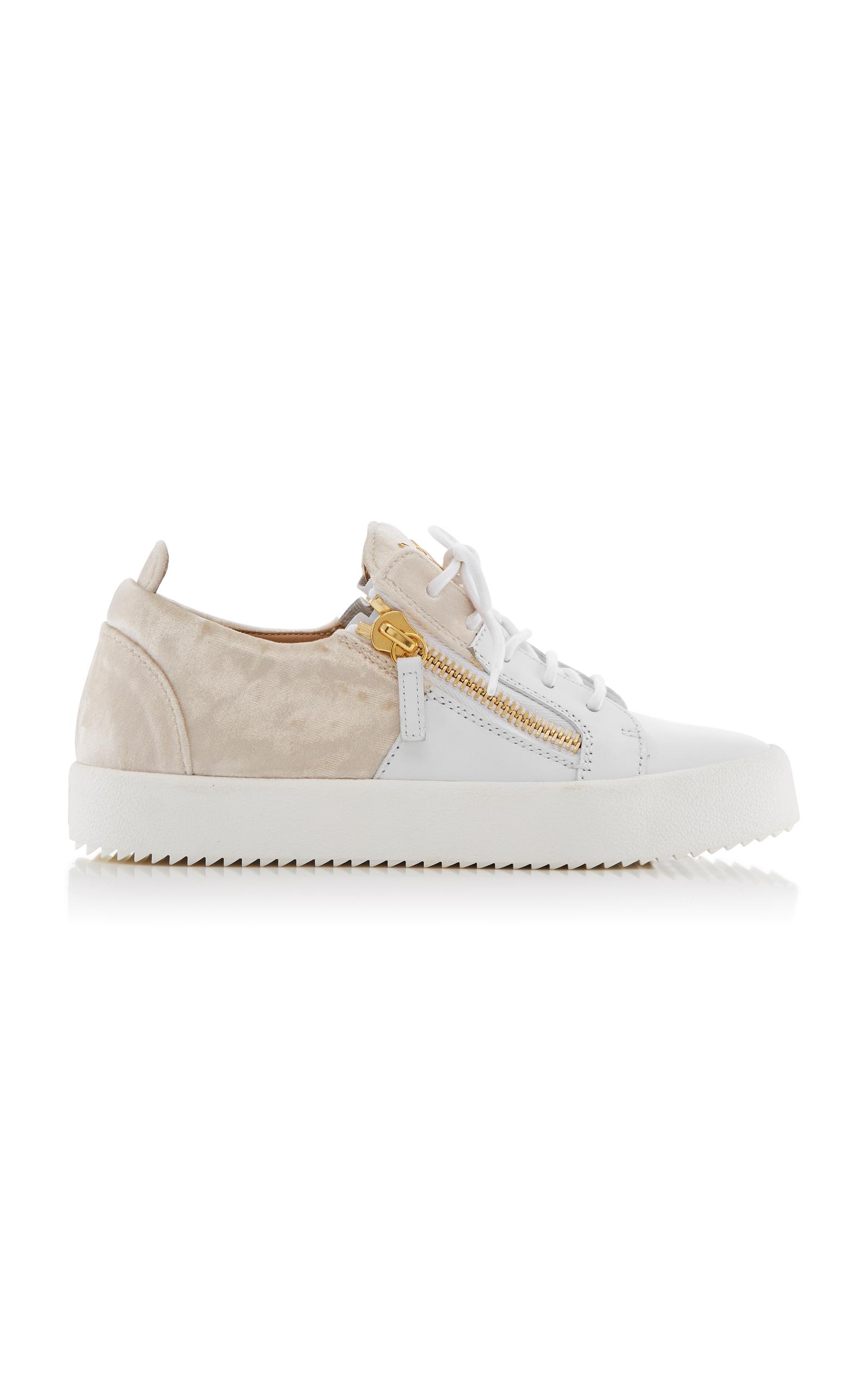 Giuseppe Zanotti Leather Platform Sneakers With Velvet In White | ModeSens