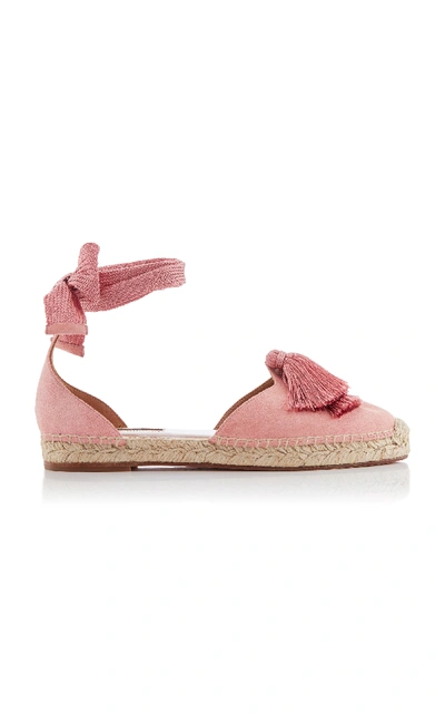 Aquazzura Love Tasseled Suede Espadrilles In Pink