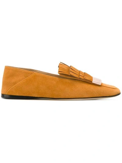 Sergio Rossi Logo Plaque Loafers In Brown