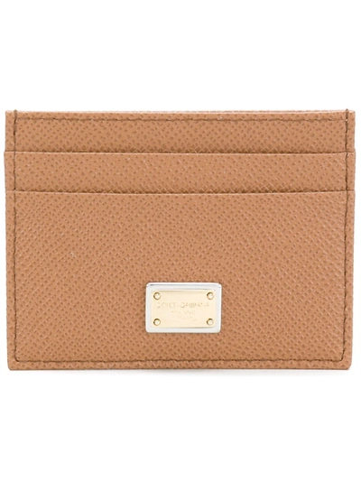 Dolce & Gabbana Logo Plaque Cardholder In Brown