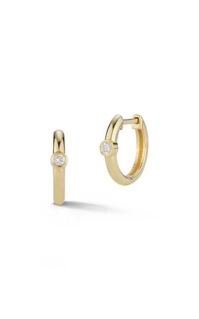 Ember Fine Jewelry 14k Yellow Gold Diamond Huggie Hoop Earrings In White
