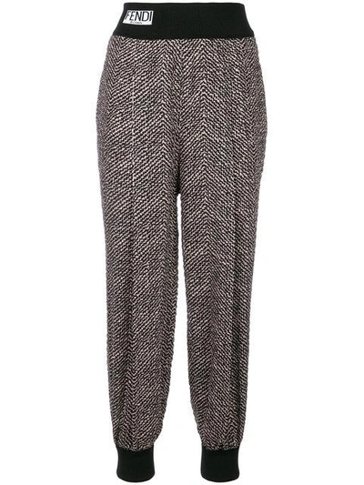 Fendi Embroidered Track Trousers - Black