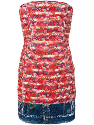 Dsquared2 Fitted Dress With Denim Hem In Red