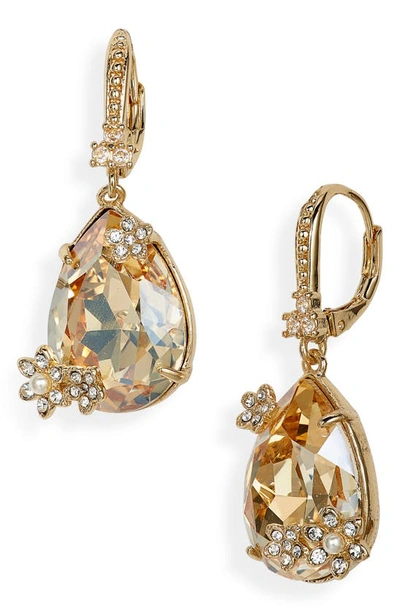 Marchesa Pear Crystal Drop Earrings In Gold/ Cgs