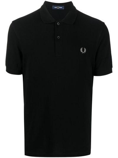Fred Perry Embroidered Logo Polo Shirt In Black