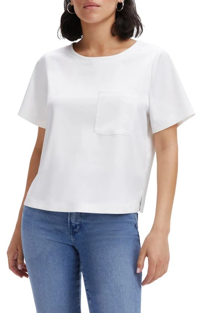 Good American Stretch Satin Pocket T-shirt In Ivory001