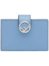 Fendi Logo Expandable Cardholder In Blue