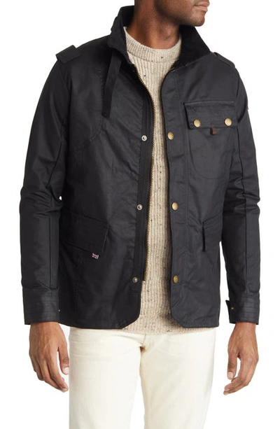 Peregrinewear Bexley Water Resistant Waxed Cotton Jacket In Black