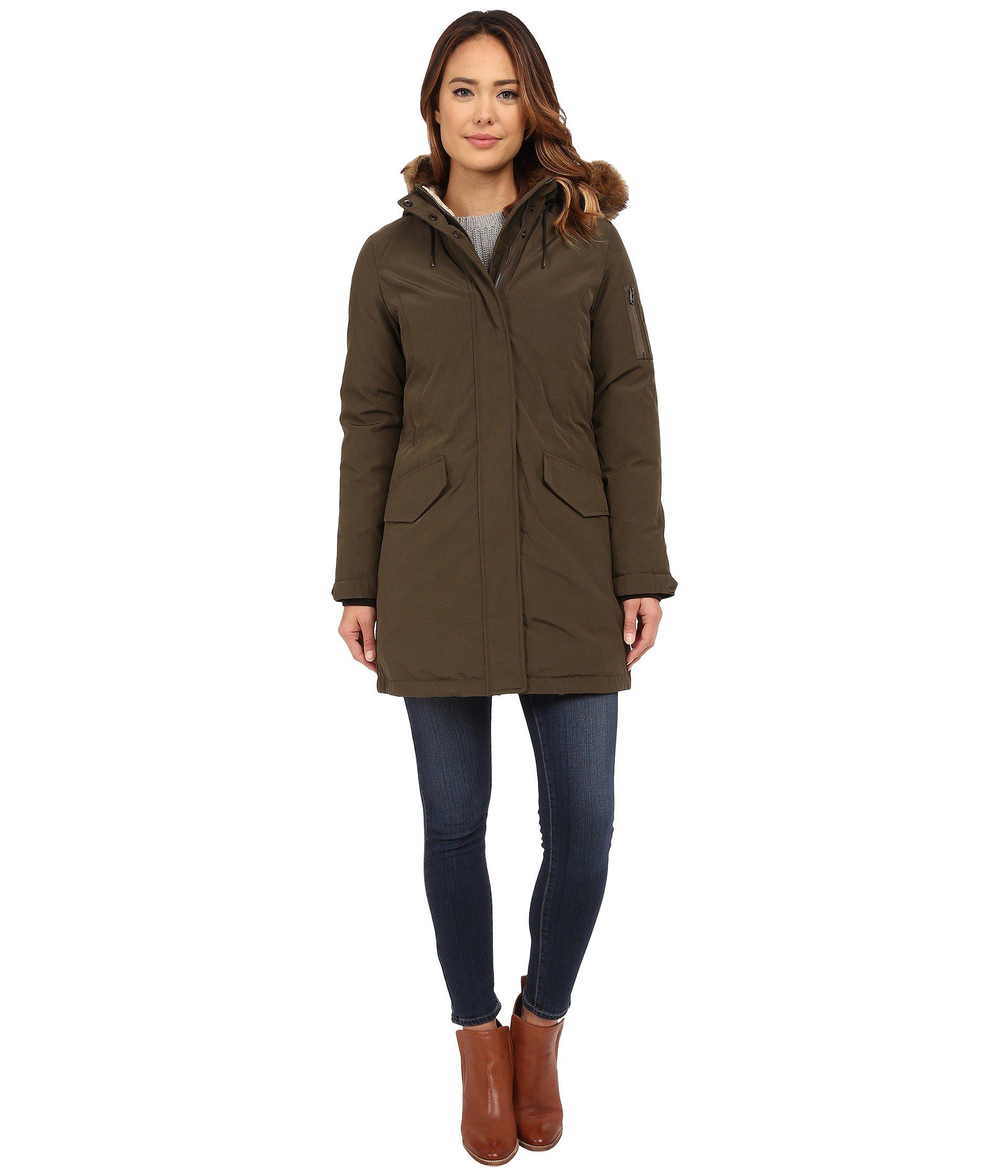Cole Haan Down Parka With Sherpa Faux Fur Hood Lining In Fatigue | ModeSens
