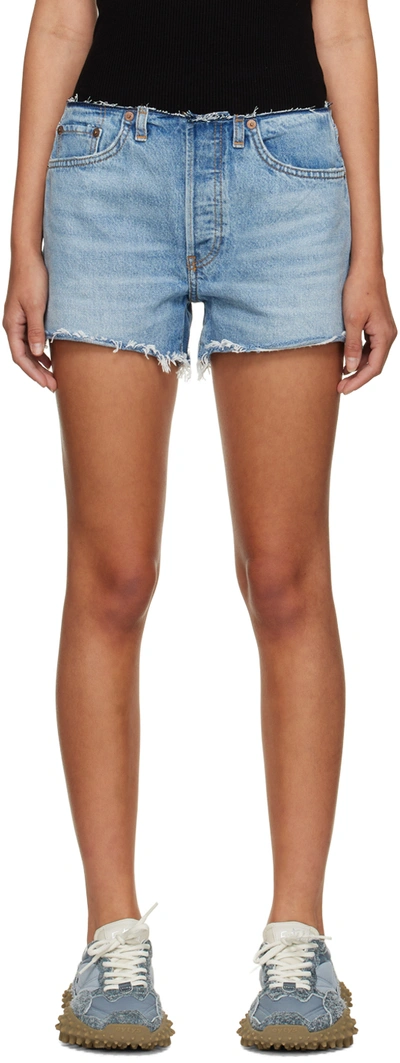 Re/done Blue 'the Short' Shorts In Indigo