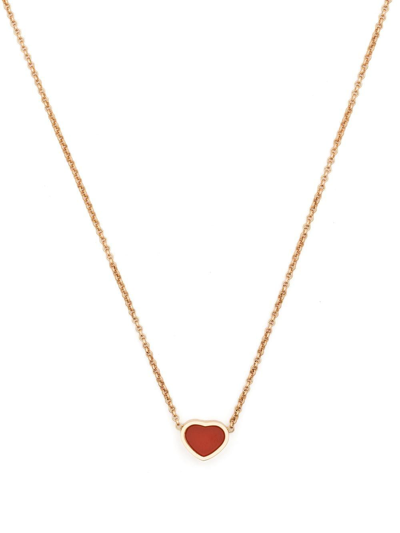 Chopard My Happy Hearts 18-karat Rose Gold Carnelian Necklace In Pink