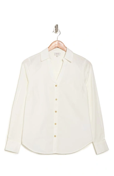 Jaclyn Smith Solid Button-up Shirt In White