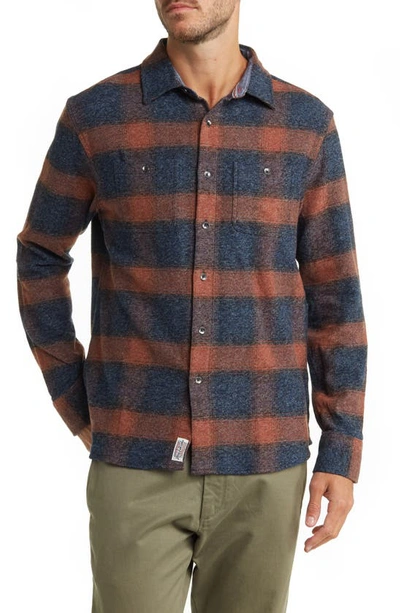 Flag And Anthem Rockingham Long Sleeve Heathered Plaid Shirt In Brown/charcoal