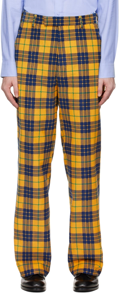 Gucci Tartan Cotton-twill Straight-leg Suit Trousers In Yellow
