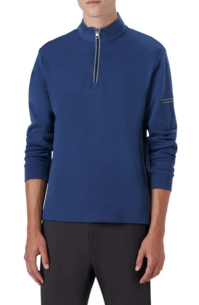 Bugatchi Men's Piped Quarter-zip Sweatshirt In Blue-night