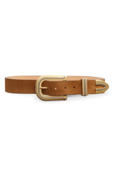 Rag & Bone Ventura Jumbo Calfskin Leather Belt In Brown/gold