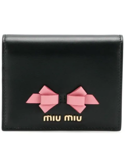 Miu Miu Bow Mini Wallet In Black