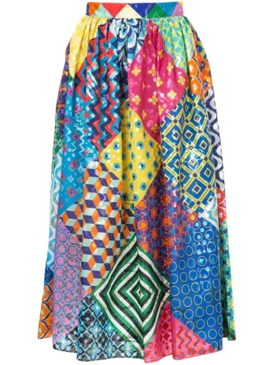 Mary Katrantzou Egret Patchwork Skirt In Multicolour