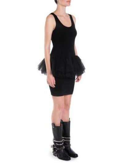 Moschino Tulle Waist Knit Tank Dress In Black