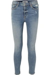 Grlfrnd Kendall Petite Distressed High-rise Skinny Jeans In Mid Denim