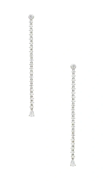 By Adina Eden Thin Drop Down Stud Earrings In Silver
