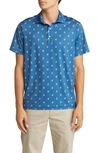 Alton Lane Happy Hours Print Stretch Polo In Aegean Old Fashioned