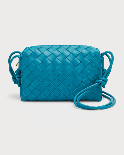 Bottega Veneta Loop Mini Intrecciato Crossbody Bag In Sunburst-gold