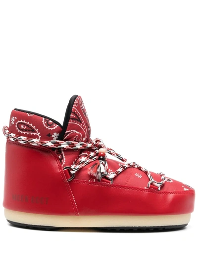 Alanui X Moon Boot Bandana-print Snow Boots In Red