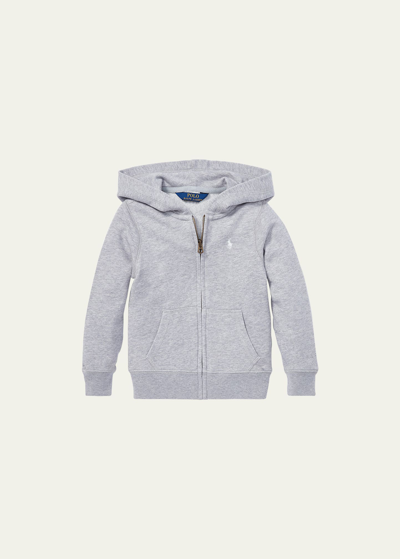 Ralph Lauren Kids' Girl's Drapey Terry Zip Hoodie In Light Grey/hthr