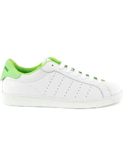 Dsquared2 Santa Monica Sneaker In White Leather. In White/green