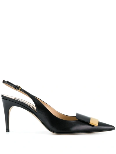 Sergio Rossi Sling-back Pointed Pumps In Nero