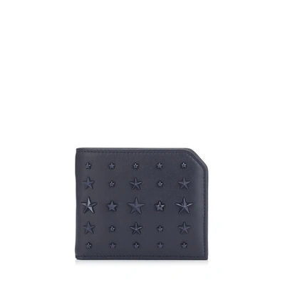 Jimmy Choo Albany Navy Leather Bi-fold Wallet With Mixed Stars