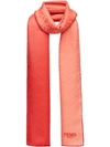 Fendi Two-tone Embossed Logo Scarf In Red