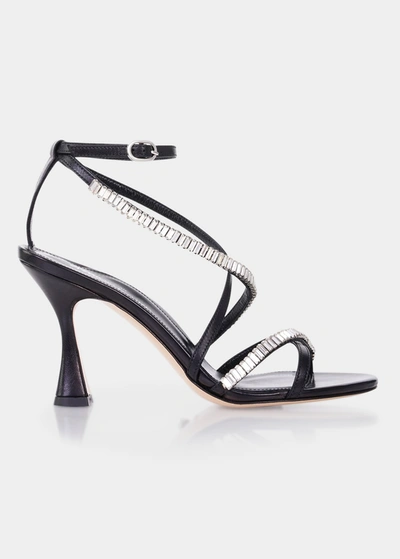 Marion Parke Lottie Leather Strappy Sandals In Black Silver