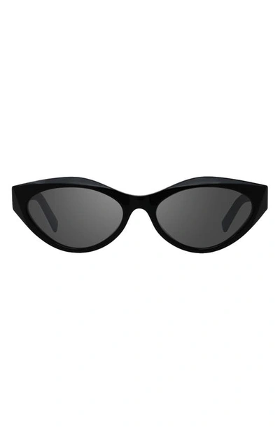 Givenchy Day 56mm Mirrored Cat Eye Sunglasses In Matte Black / Smoke