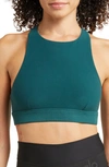 Alo Yoga Iconic 90s Sports Bra - Medium Impact In Midnight Green