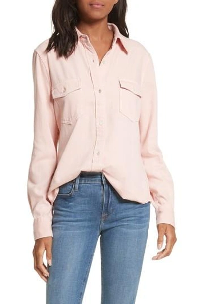 Frame Denim Military Shirt In Faded Light Pink Exclusive