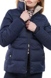 Barbour Allium Baffle Quilted Faux Fur Lined Collar Puffer Jacket In Navy