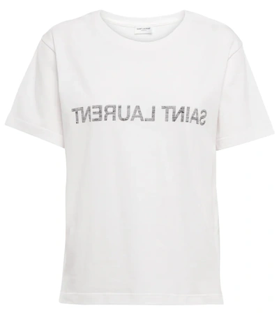 Saint Laurent Women's Reverse Logo Graphic T-shirt In White