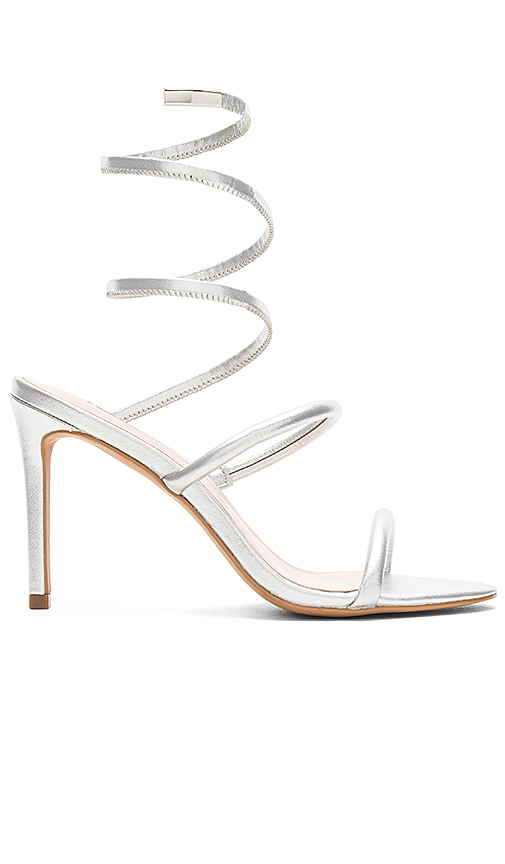 Women's Joia Leather Ankle Wrap High Heel Sandals in Metallic Silver Women's Joia Leather Ankle Wrap High Heel Sandals in Metallic Silver