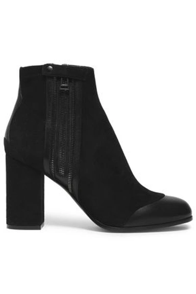 Belstaff Woman Leather-paneled Suede Ankle Boots Black